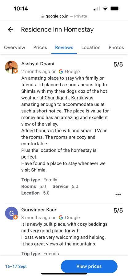 Residence Inn Homestay Шимла Екстериор снимка